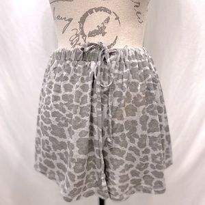 Venus Gray Animal Print Electric Waist Drawstring Lounging Shorts Medium